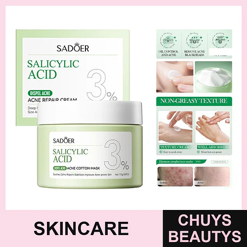 Crema reparadora para el acné con ácido salicílico SADOER 50g - Chuys Beautys | Chuys Beautys