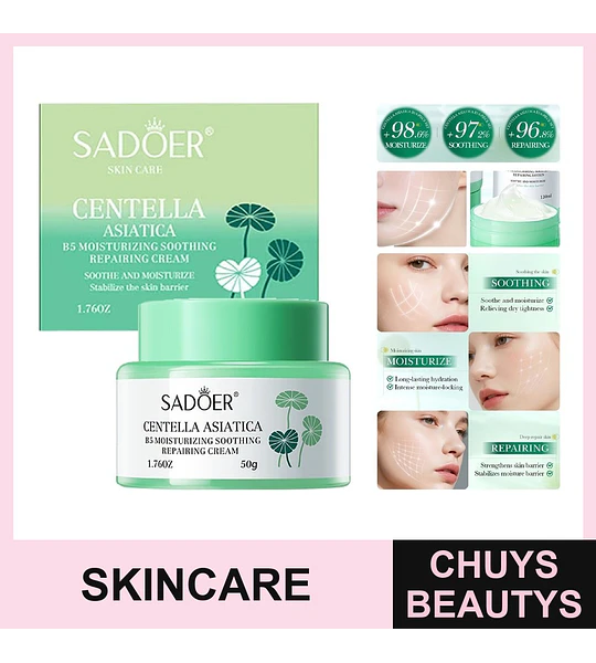 Crema hidratante, calmante y reparadora SADOER Centella Asiática B5 50g