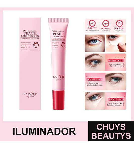 Crema contorno de ojos iluminadora y nutritiva con niacinamida y melocotón de SADOER 20g