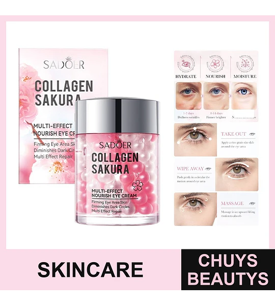 Crema nutritiva para el contorno de ojos con colágeno y flor de cerezo SADOER 60g