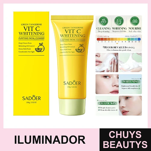 Leche limpiadora iluminadora y purificante con vitamina C y mandarina verde SADOER 100g - Chuys Beautys | Chuys Beautys