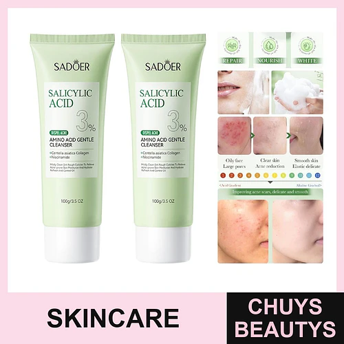 Leche limpiadora suave con aminoácidos y ácido salicílico SADOER para combatir el acné 100g - Chuys Beautys | Chuys Beautys