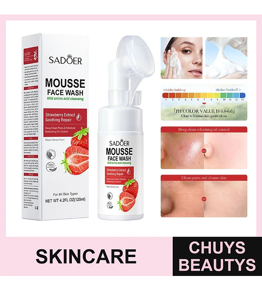 Mousse limpiador de aminoácidos de fresa SADOER 120ml