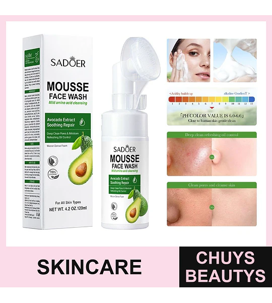 Mousse limpiador de aminoácidos de aguacate SADOER 120ml