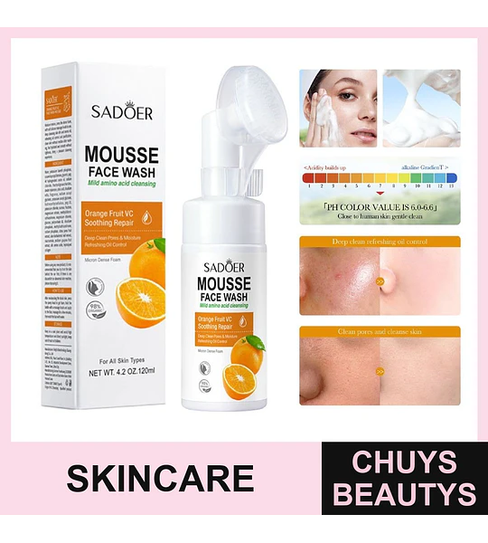 Mousse limpiador de vitamina C y aminoácidos con sabor a naranja de SADOER 120ml