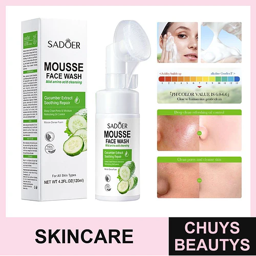 Mousse limpiador de pepino y aminoácidos SADOER 120ml - Chuys Beautys | Chuys Beautys