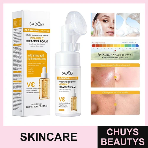 Mousse limpiador con vitamina C y aminoácidos SADOER 120ml - Chuys Beautys | Chuys Beautys