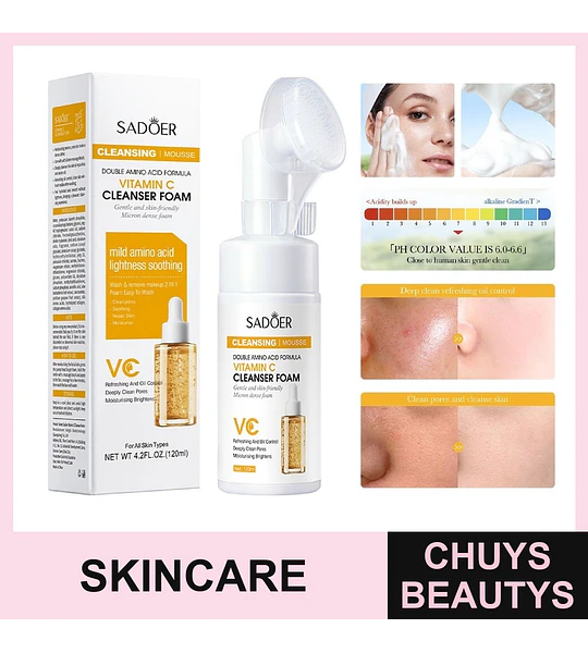 Mousse limpiador con vitamina C y aminoácidos SADOER 120ml
