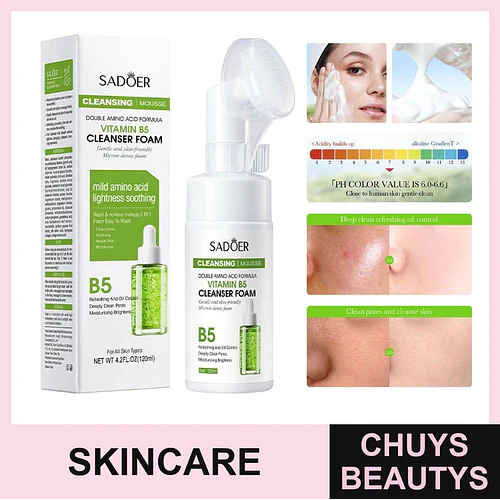 Mousse limpiador con vitamina B5 y aminoácidos SADOER 120ml - Chuys Beautys | Chuys Beautys