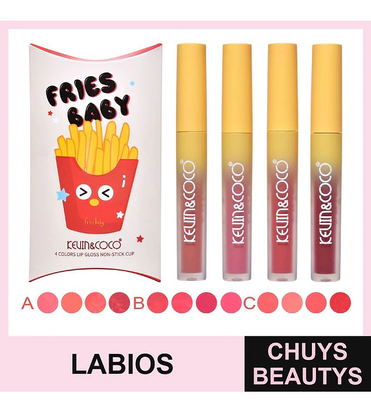 Set De 4 Brillos Labiales De Papas Fritas