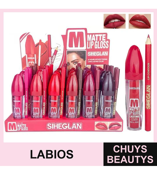 Brillos Labial De 6 Colores + Delineador De Labios L1516