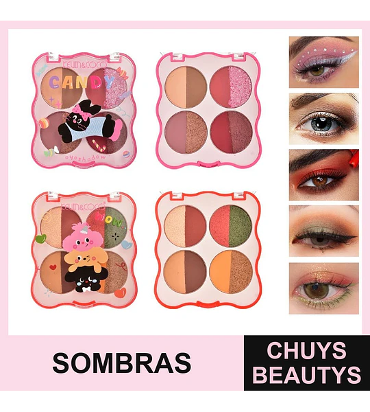 Paleta De Sombras De 4 Colores Dobles (2 Tonos)