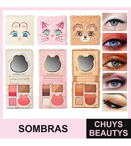 Paletas De Sombras Animales Afelpados De 4 Colores