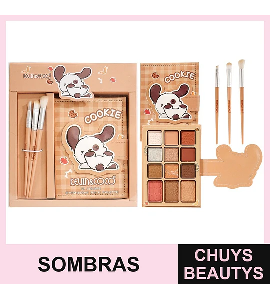 Set De Maquillaje Cookie Con Sombra de 12 Colores + Brochas