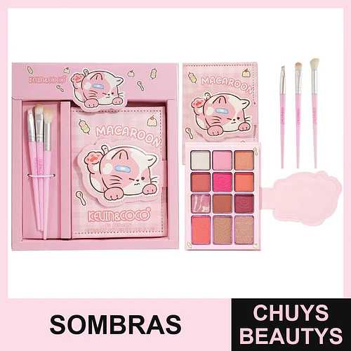 Set De Maquillaje Macaroon Con Sombra de 12 Colores + Brochas - Chuys Beautys | Chuys Beautys