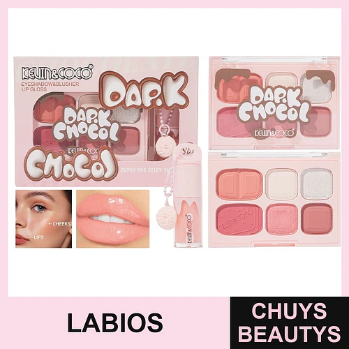 Set De Paleta + Brillo Labial Dark Chocol KC1326 - Chuys Beautys | Chuys Beautys
