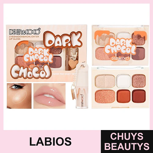 Set De Paleta + Brillo Labial Dark Chocol KC1325 - Chuys Beautys | Chuys Beautys