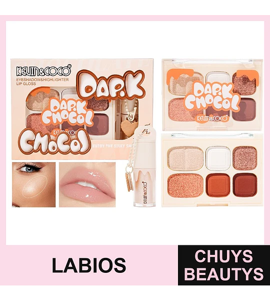 Set De Paleta + Brillo Labial Dark Chocol KC1325