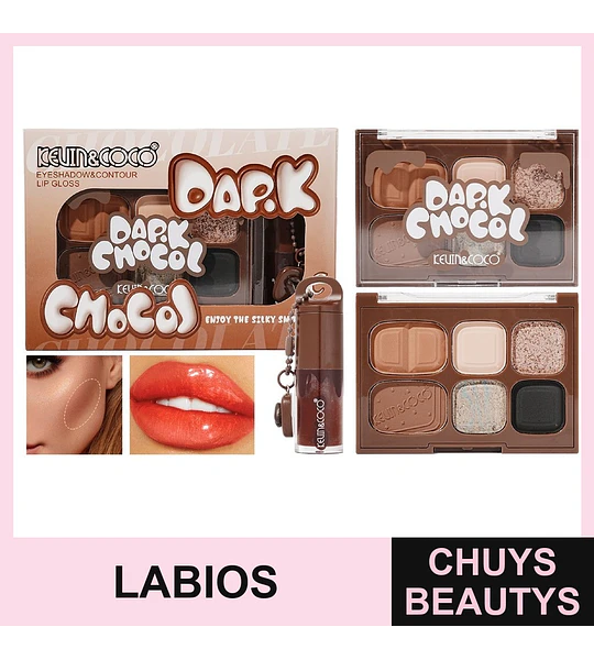 Set De Paleta + Brillo Labial Dark Chocol KC1327