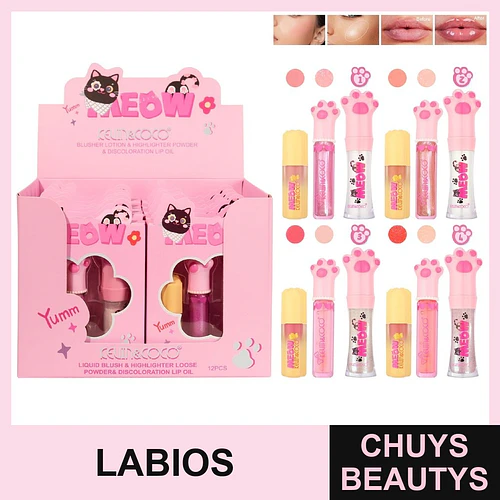 Set De Maquillaje Ocean Cat De 3Pcs (Iluminador+Aceite Labial+Rubor) - Chuys Beautys | Chuys Beautys