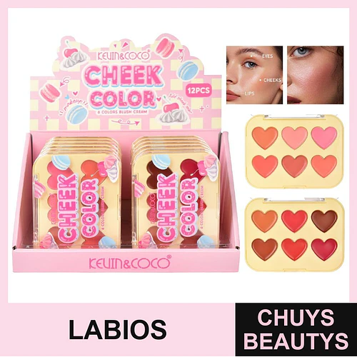 Paleta de Crema Para Ojos, Labios y Mejillas Cheek Color de 6 Colores (2 tonos) - Chuys Beautys | Chuys Beautys