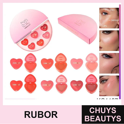 Set de 6 Rubores en Crema en Forma de Corazón - Chuys Beautys | Chuys Beautys