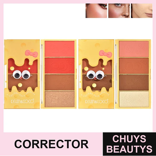 Paleta de Corrector, rubor e iluminador Melty Cheese de 4 colores (2 tonos) - Chuys Beautys | Chuys Beautys
