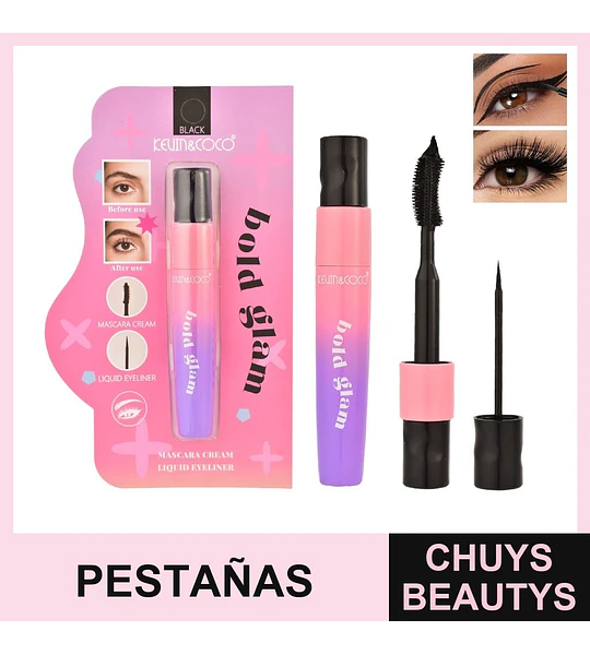 Mascara De Pestañas + Delineador De Ojos 2 En 1