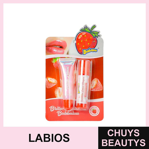Duo de Bálsamo Labial Frutilla BUBBALUU - Chuys Beautys | Chuys Beautys