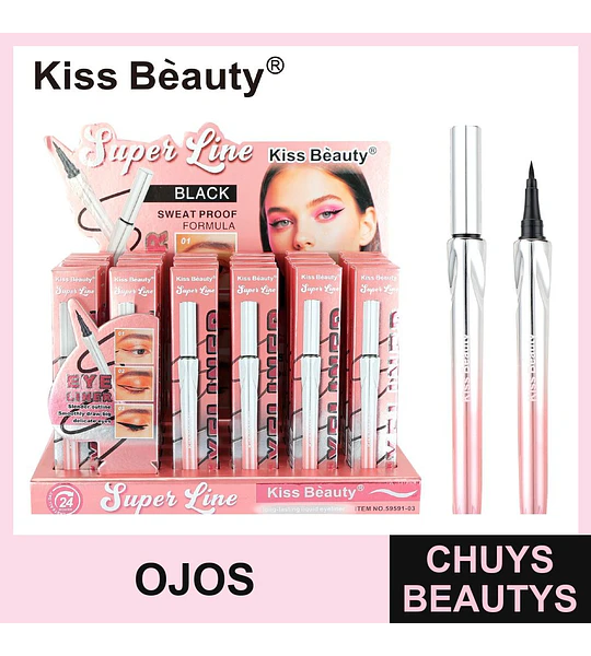 Delineador líquido negro de larga duración Kiss Beauty Super Line