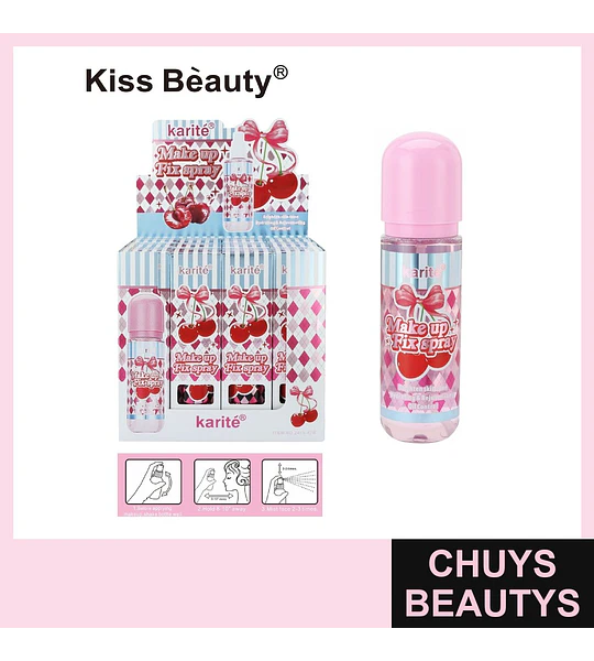 Spray Fijador de Maquillaje Karité Kiss Beauty con Extracto de Cereza