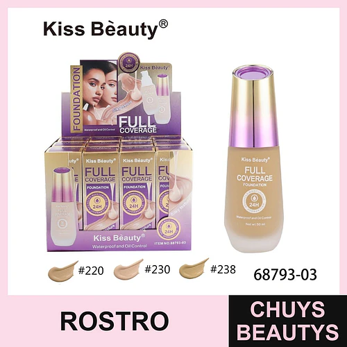 Base de Maquillaje Full Coverage Kiss Beauty 24H Waterproof - Chuys Beautys | Chuys Beautys