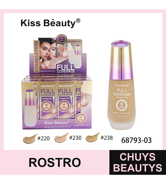 Base de Maquillaje Full Coverage Kiss Beauty 24H Waterproof