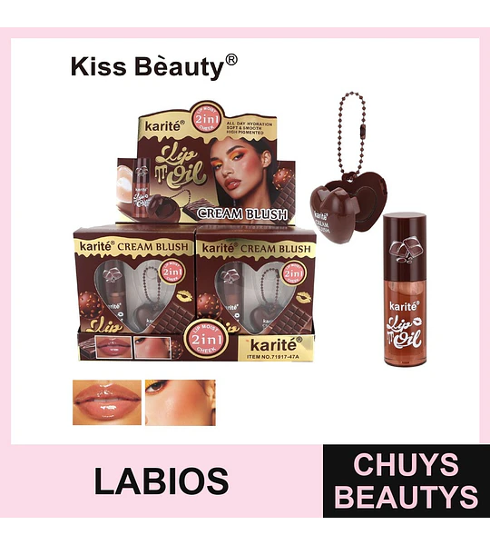 Aceite Labial y Rubor en Crema Karité 2 en 1 con Aroma a Chocolate