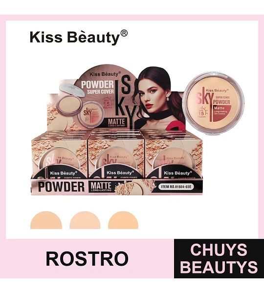 Polvo Compacto Super Cobertura Matte SPF 15 Kiss Bèauty