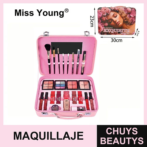 Kit de Maquillaje Completo Miss Young con Estuche Portátil Rosa - Chuys Beautys | Chuys Beautys