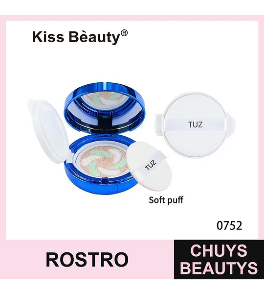 Base de maquillaje cushion Kiss Bèauty con efecto corrector y acabado natural, incluye repuesto