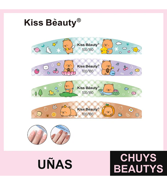 Limas de uñas Kiss Bèauty con diseño de osos y doble grano 100/180