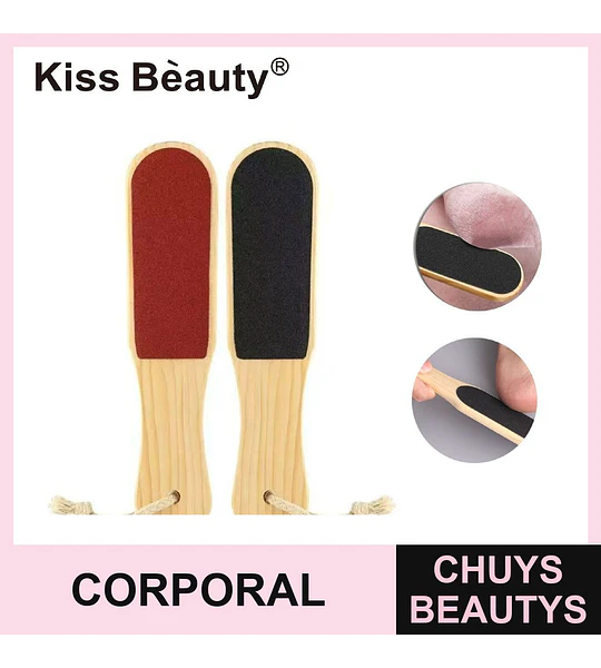 Lima para pies doble cara de madera Kiss Beauty para pedicura