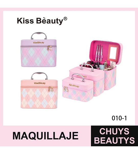 Set de Estuches Organizadores de Maquillaje Argyle Kiss Bèauty