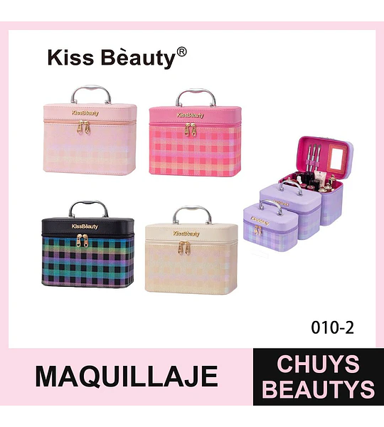 Estuche Organizador de Maquillaje Portátil Kiss Beauty con Diseño Elegante