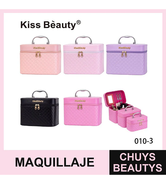 Estuche organizador de maquillaje portátil acolchado Kiss Bèauty