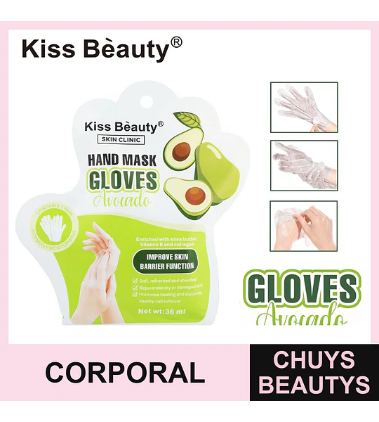 Mascarilla de Manos Guantes Hidratantes de Aguacate Kiss Beauty