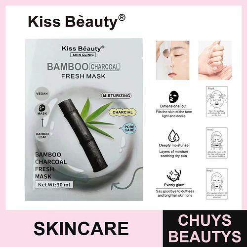 Mascarilla Facial Hidratante de Carbón de Bambú Kiss Bèauty para Cuidado de Poros - Chuys Beautys | Chuys Beautys
