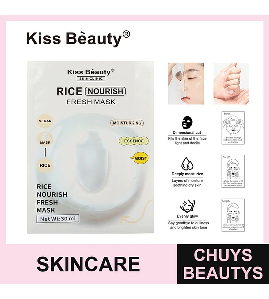 Mascarilla Facial de Arroz Nutritiva Fresca Kiss Bèauty