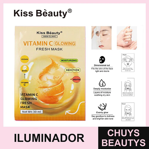 Mascarilla Facial Vitamina C Iluminadora Kiss Beauty Skin Clinic - Chuys Beautys | Chuys Beautys
