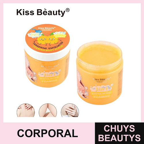 Exfoliante Corporal Espumoso 2 en 1 de Mandarina Kiss Beauty 500g - Chuys Beautys | Chuys Beautys