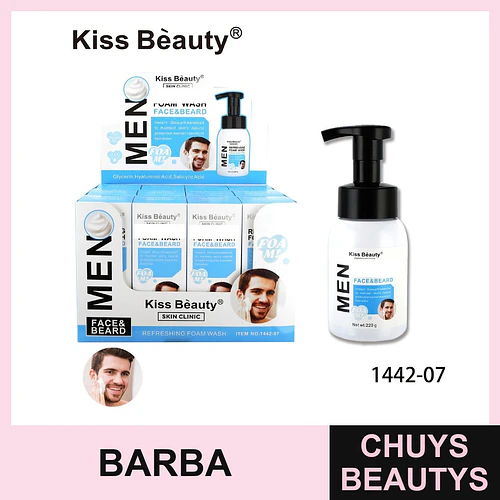 Limpiador Facial y Barba en Espuma Refrescante para Hombres Kiss Beauty - Chuys Beautys | Chuys Beautys