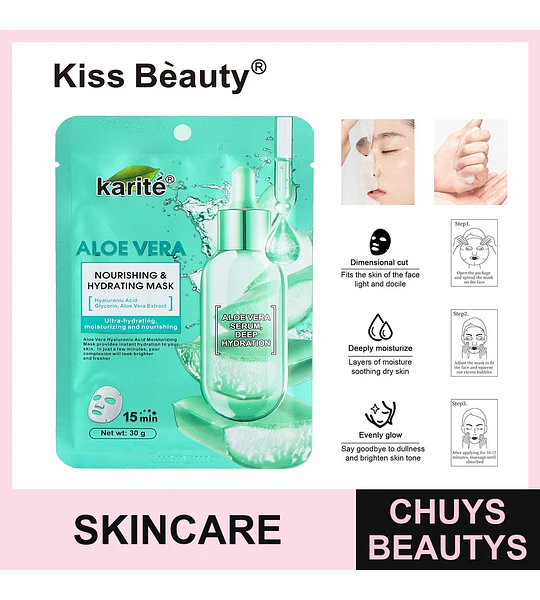 Mascarilla Facial Karité Aloe Vera Nutritiva e Hidratante Kiss Beauty