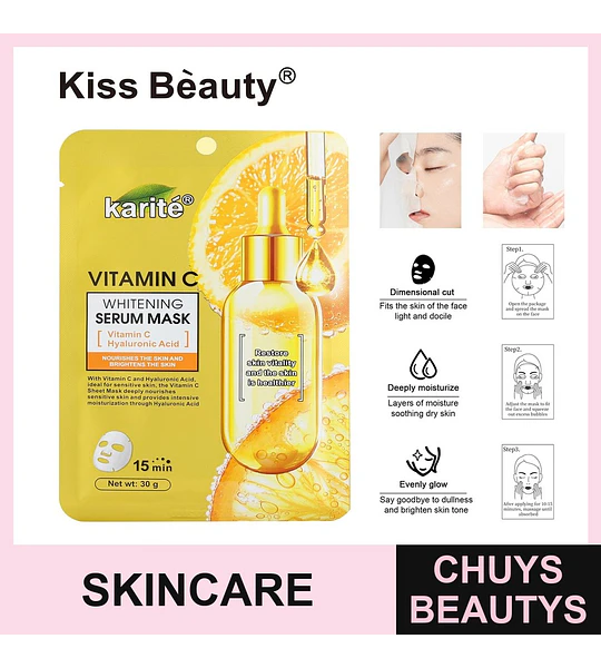 Mascarilla Facial Karité con Vitamina C y Ácido Hialurónico Blanqueadora